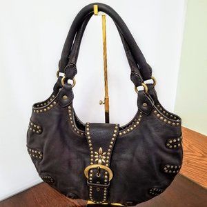 Moschino Cheap and Chic Brown Leather Studded Large Hobo